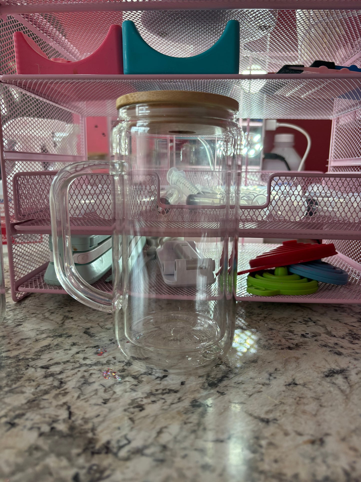 16oz glass w/ handle