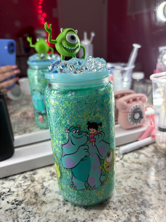 mike & sully 16oz glass